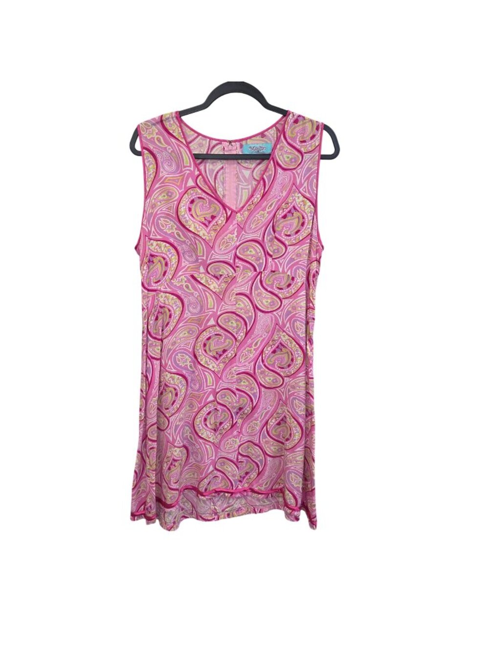 Mojito L Pink Sleeveless Paisley Print Dress  V-Neck Lightweight 4332